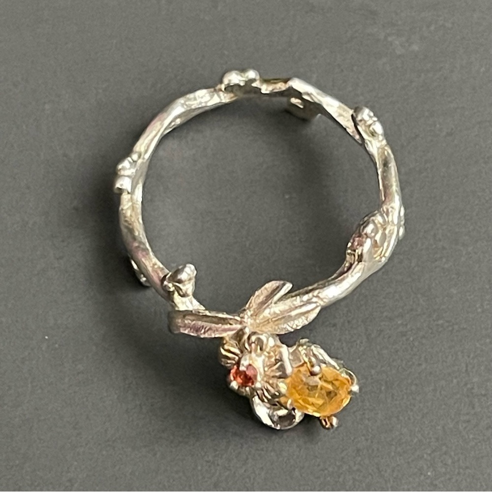 925 Sterling Silver Handmade Natural Citrine Ring Size 7.5 Statement Gift - Picture 3 of 7